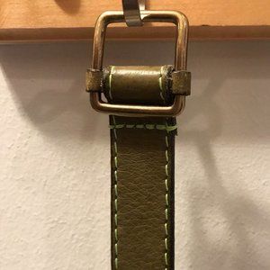 J Crew Olive Green Leather Belt Size S/M